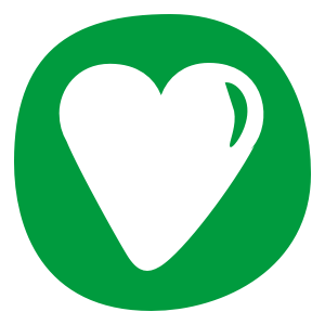 love heart icon with green background