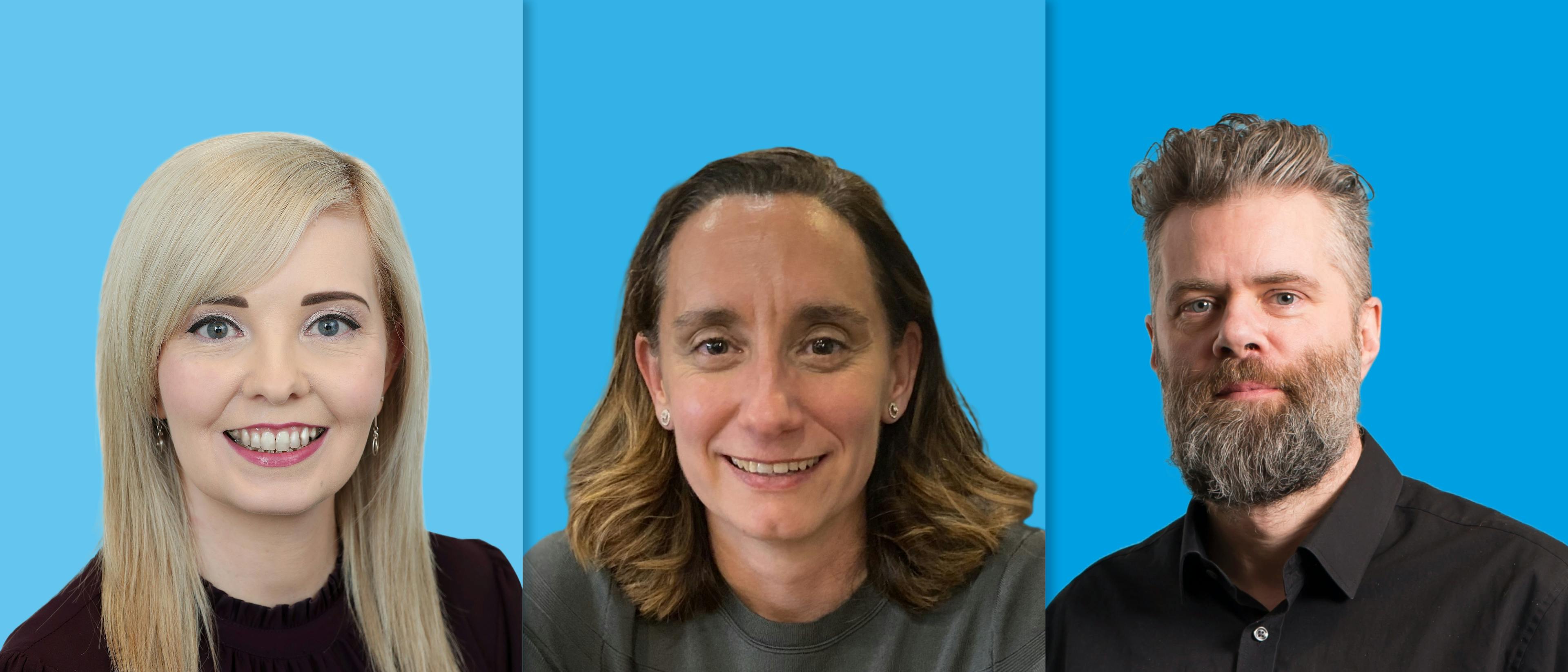 Head shots of two women and a man

