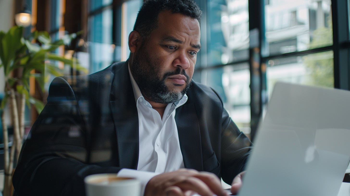 A man working diligently on a laptop