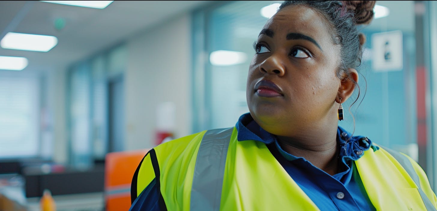 Image of a health and safety officer surveying a building
