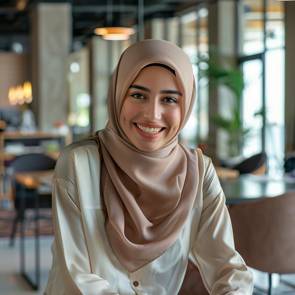 Smiling woman wearing a hijab