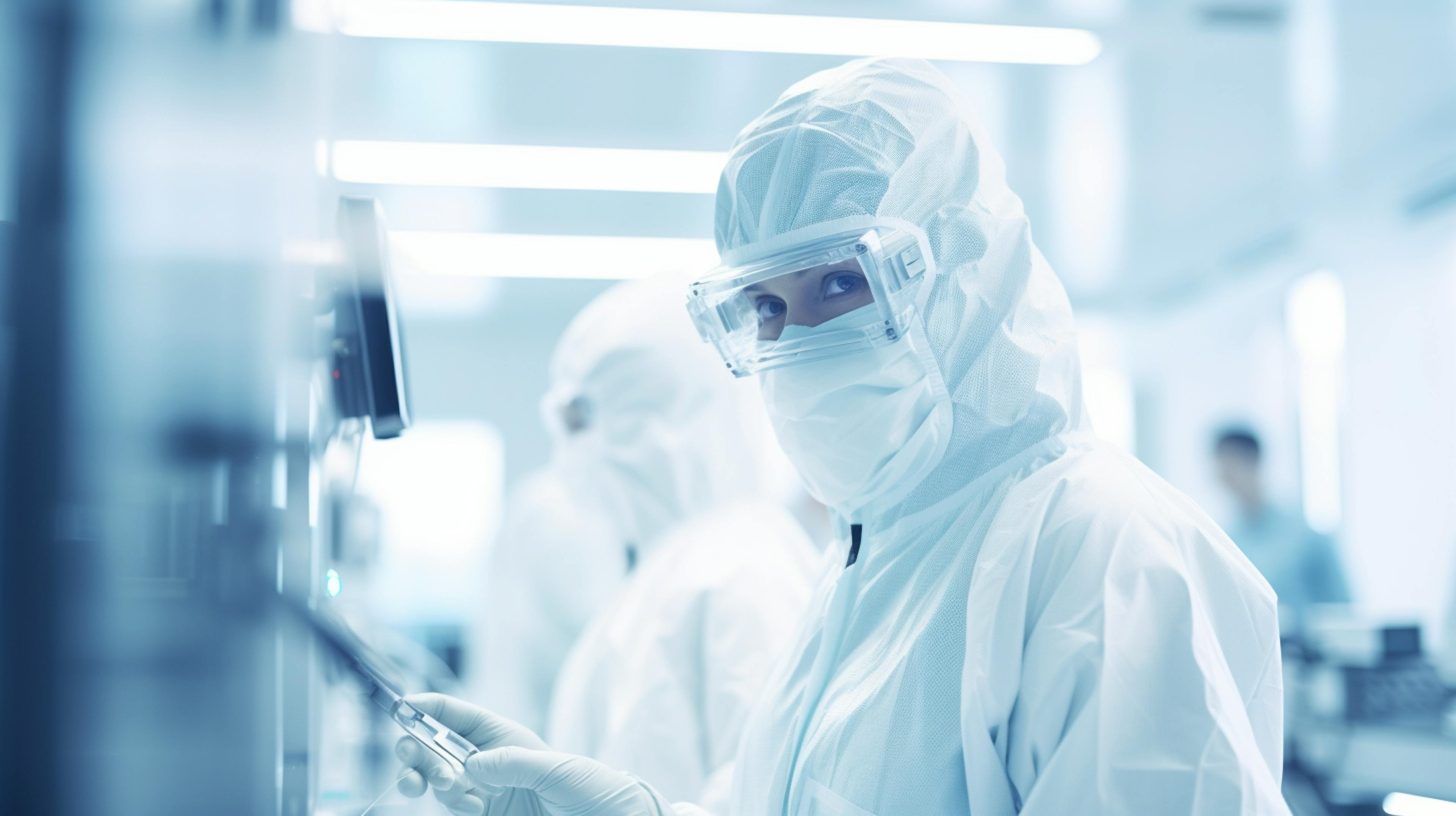 A scientist / engineer working in a lab