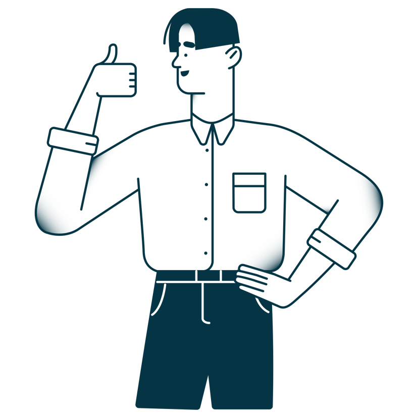 Illustration of an alternative looking man giving a thumbs up.