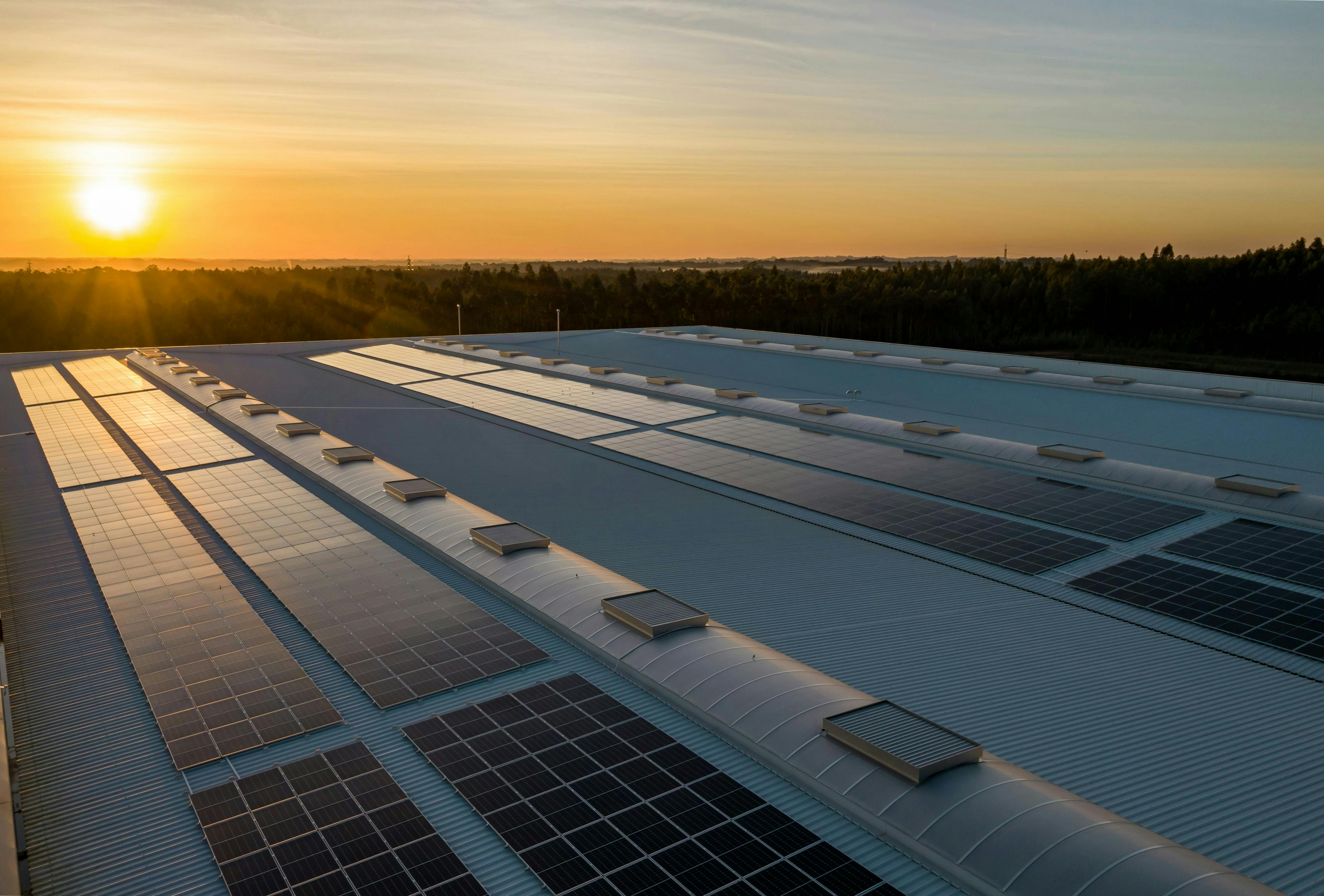 Solar panels on a facilities roof