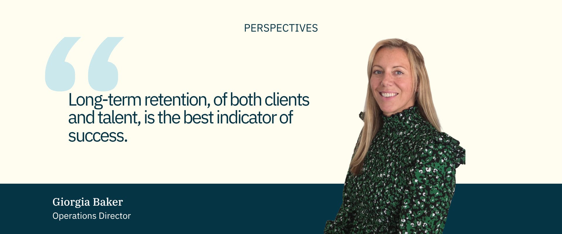 image of a woman with blonde hair on a cream background with blue text