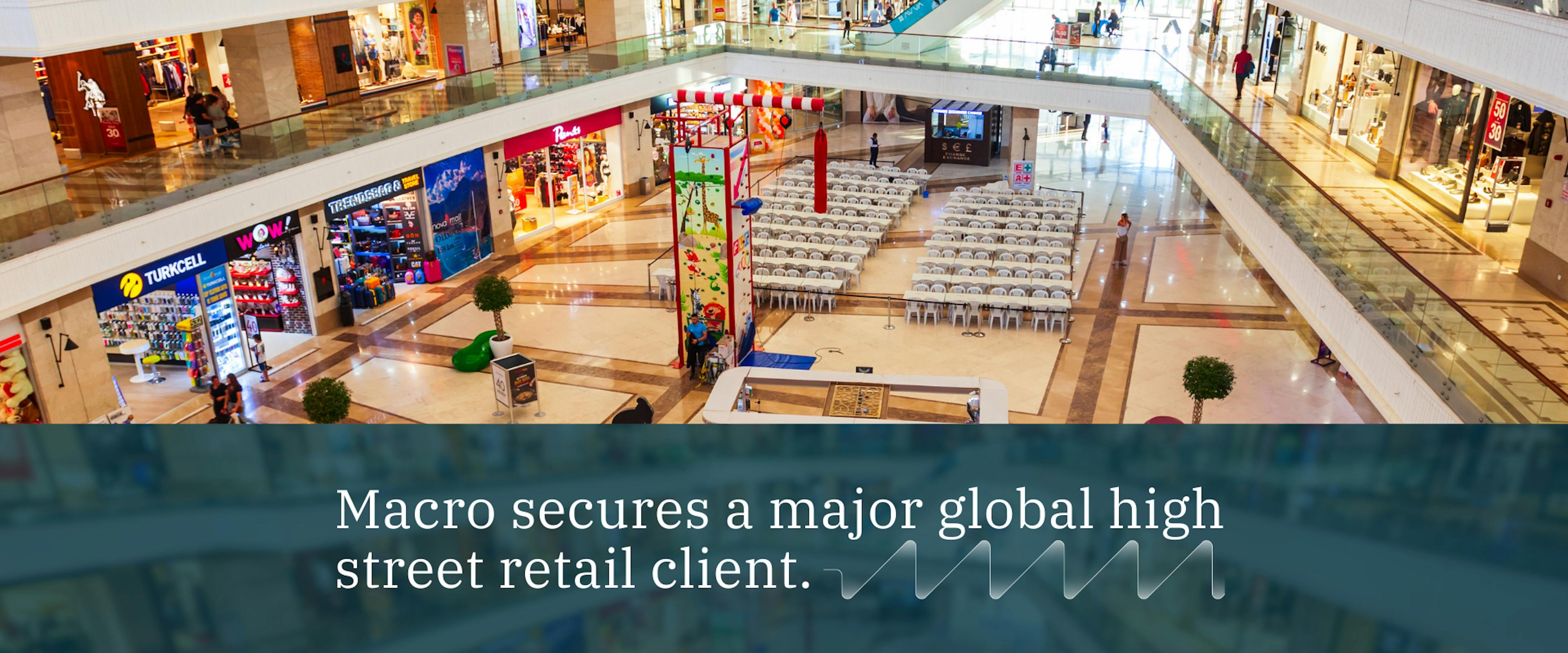 image of retail centre with navy banner and blue text