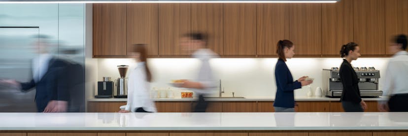 A busy tea point in an office 
