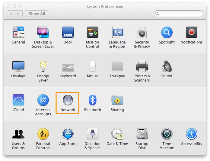 Mac_Open System Preferences and then select Network preferences