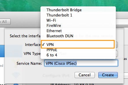 Mac_select Cisco IPSec as your VPN type