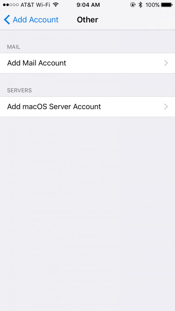 Other option under Add Account