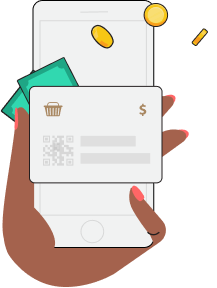 Ilustração de celular mostrando um cartão de crédito.