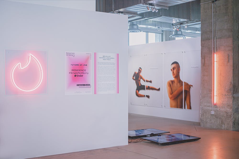« Single, Not Sorry », creation residency as part of the summer exhibition « Futures of Love », 2019. Photo © Camille Poitevin, Tinder & Magasins Généraux