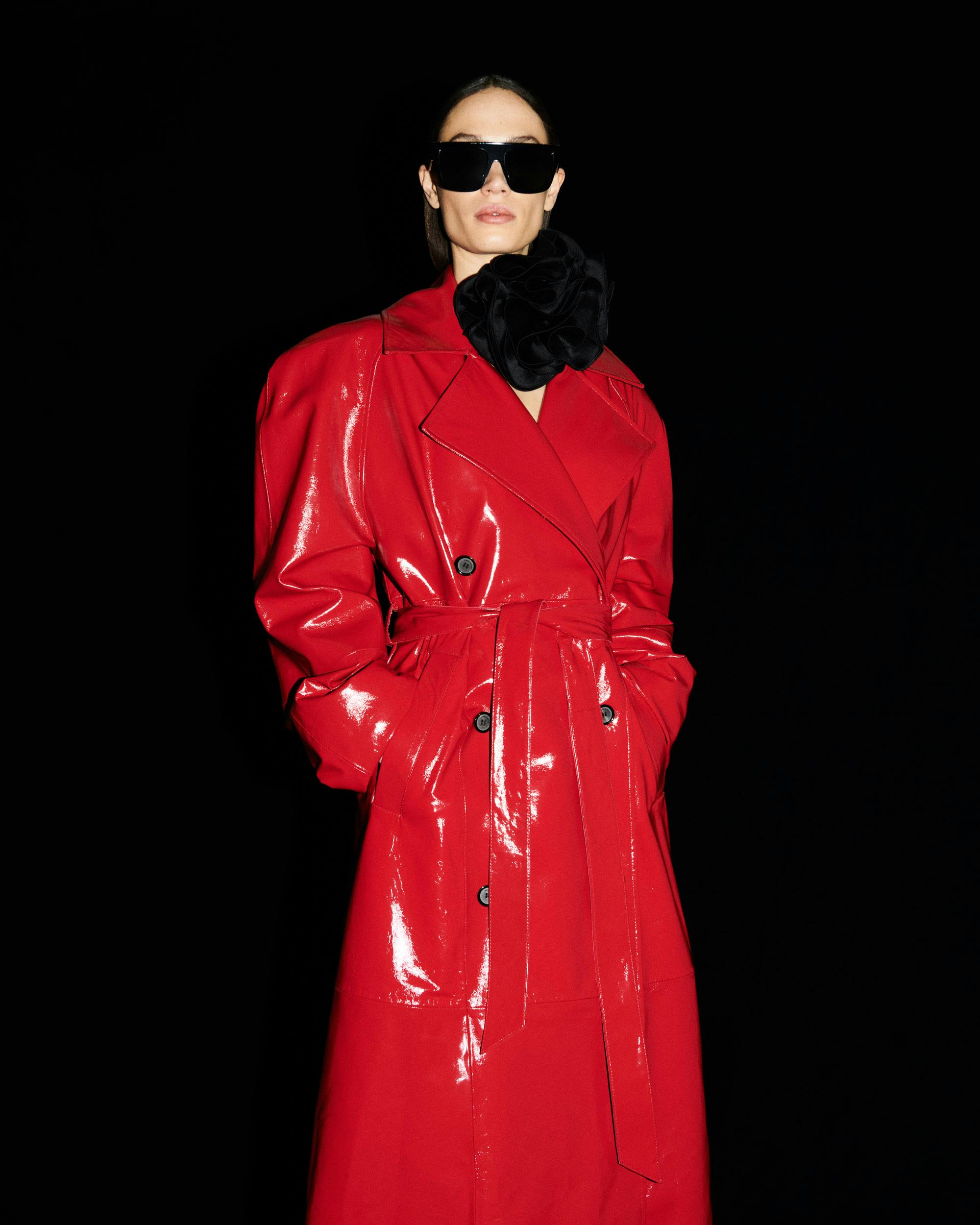 Leather Trench Coat in Red - Magda Butrym