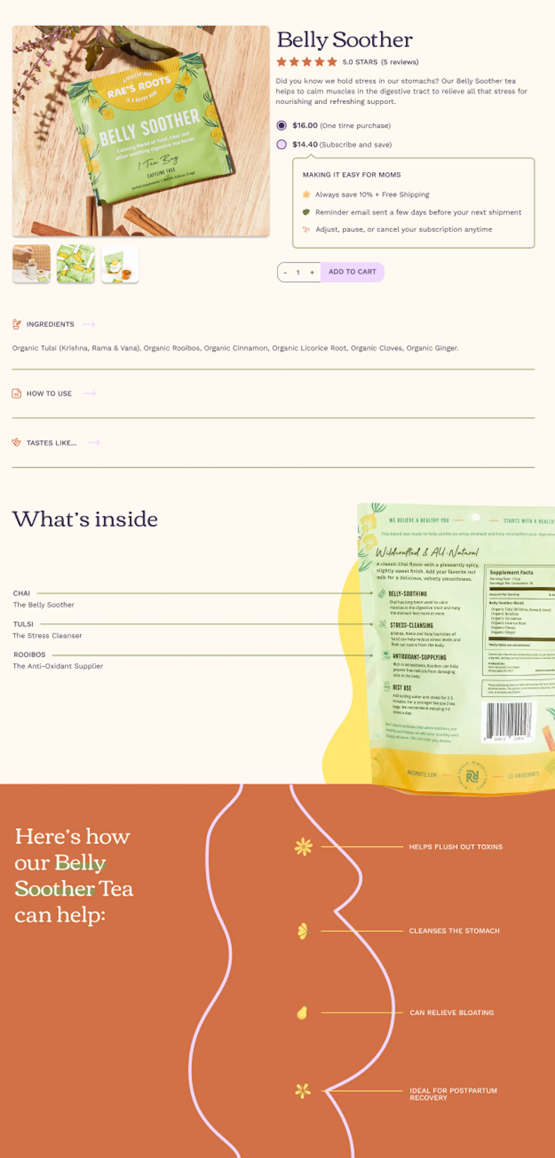 Product page with ingredient breakdown
