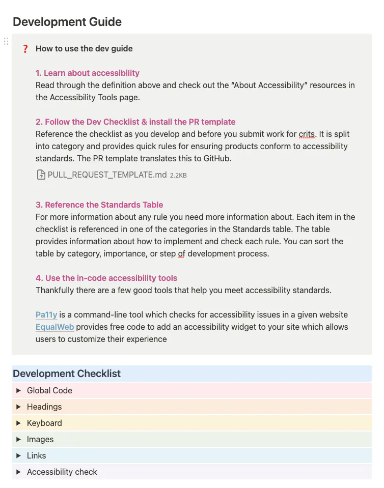 Development guide for web accessibility