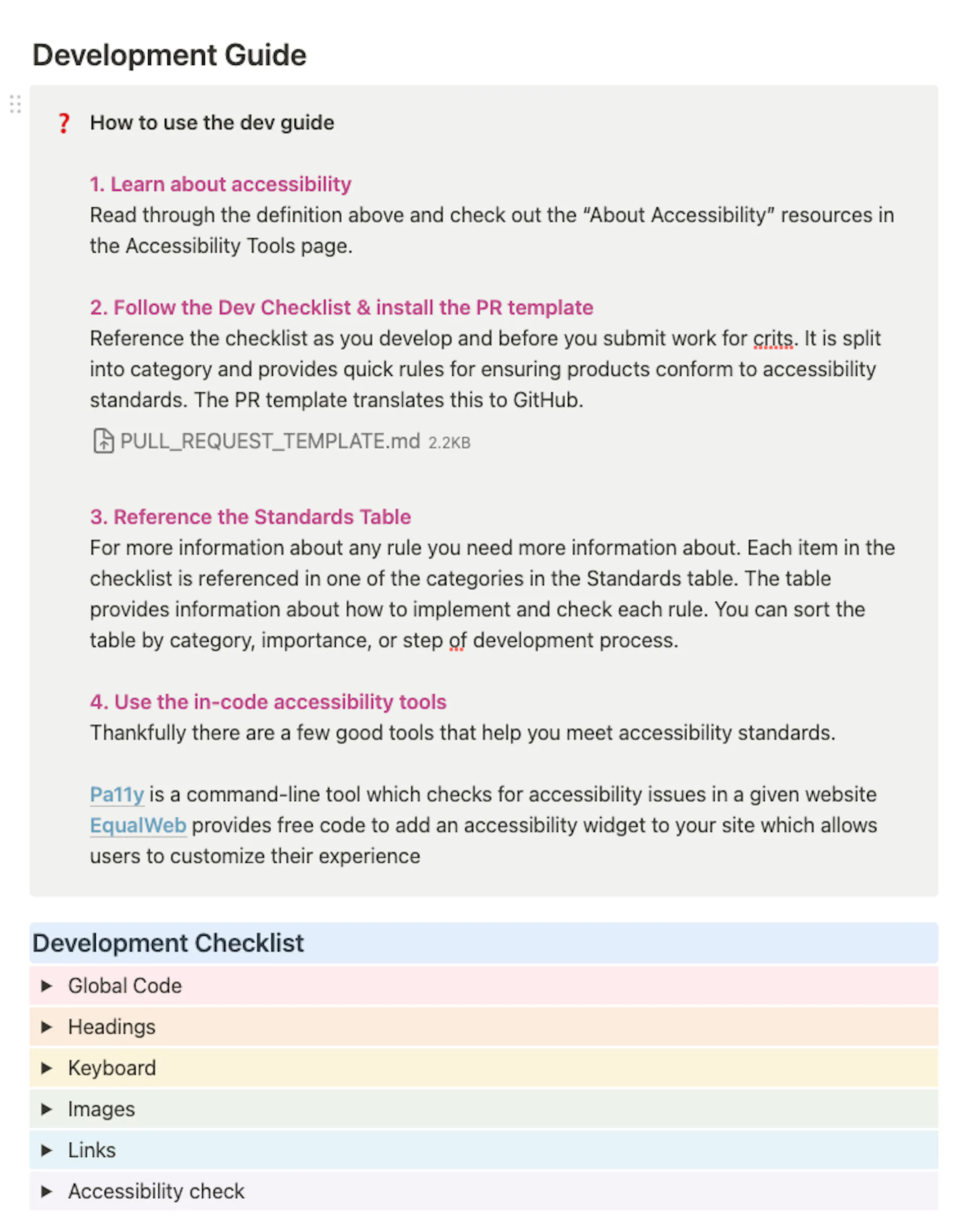 Development guide for web accessibility