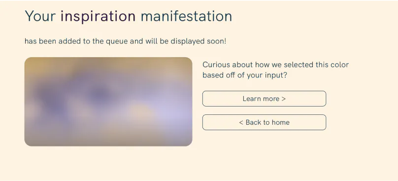 Confirmation screen on user input webpage