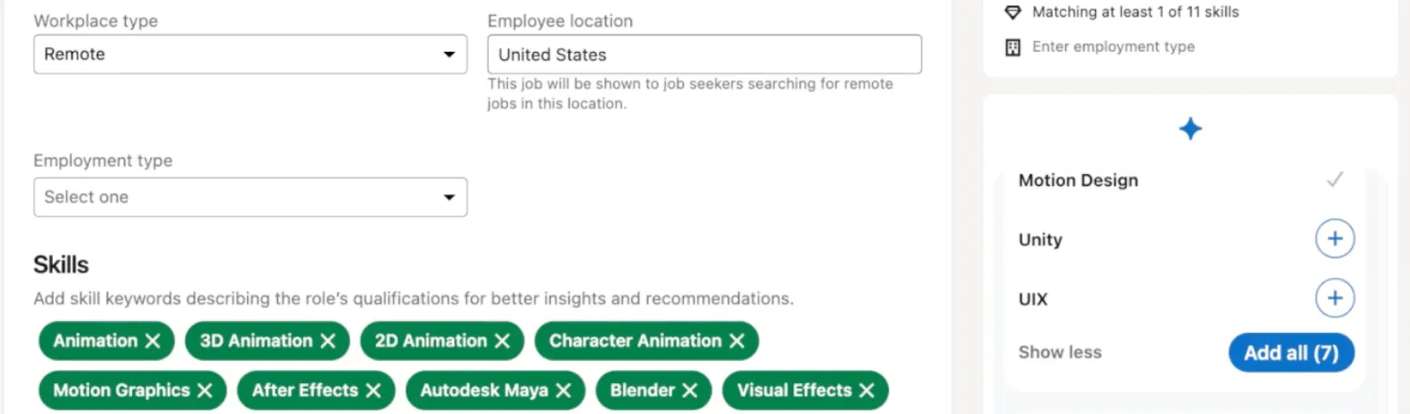 AI Assist widget shown to the right of the job post form