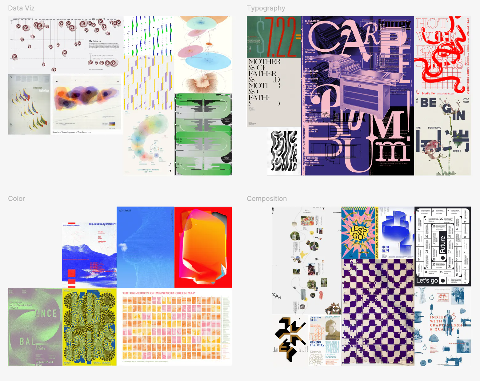 Moodboard of references to inspire track poster
