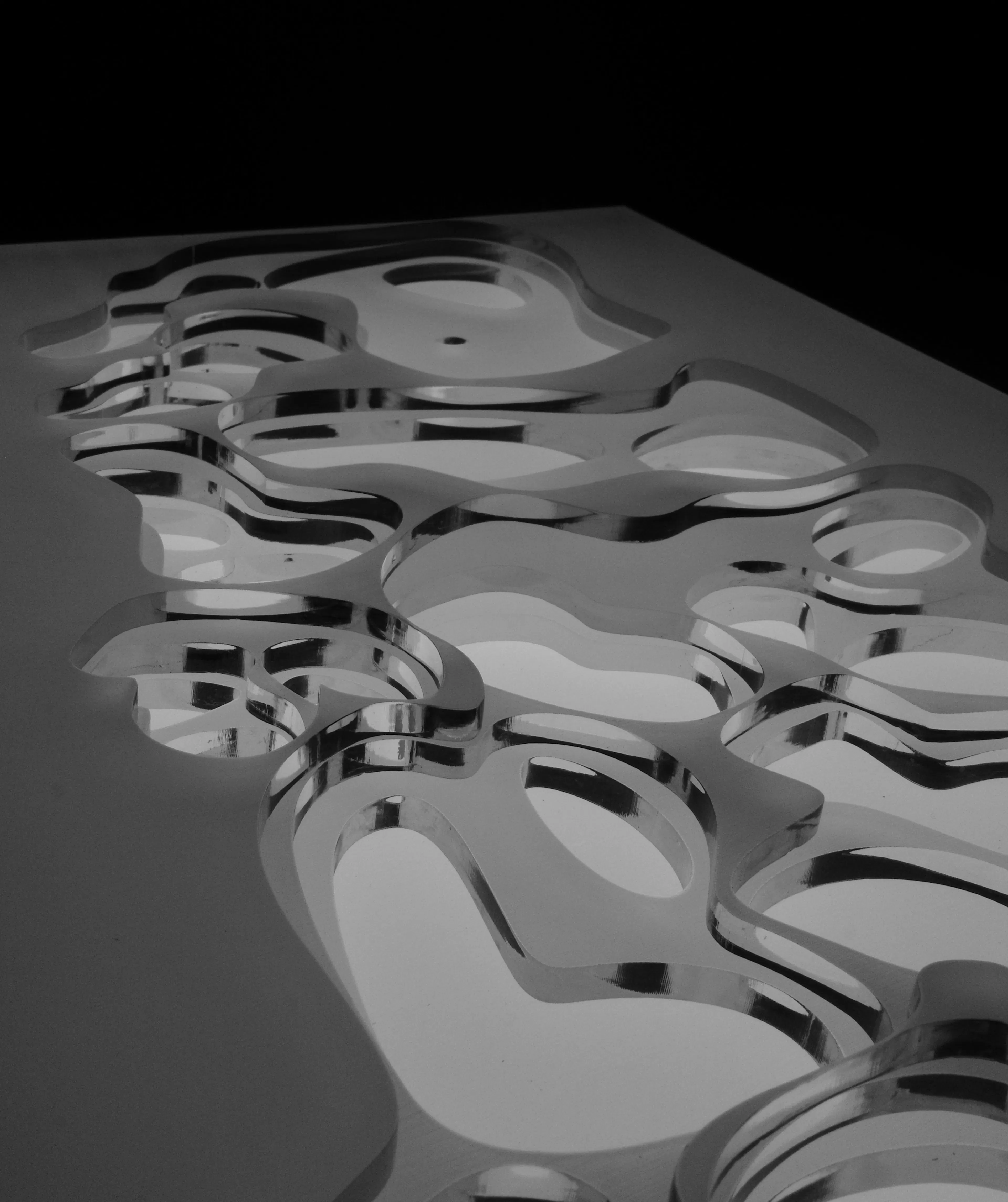 Vertical photo of data sculpture from the side