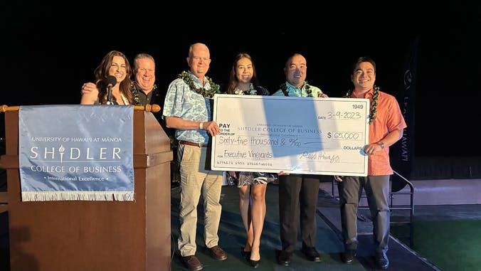 From left, Kelly Simek, Mark Milton, Shidler Dean Vance Roley, Kelly Vea, Reid Hinaga and Grant Nakama