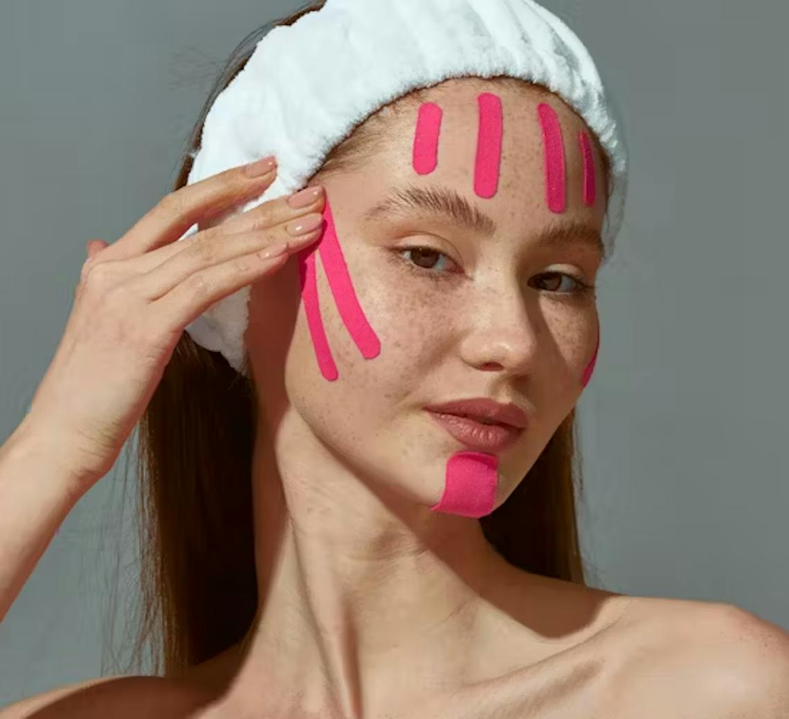 face taping femme visage