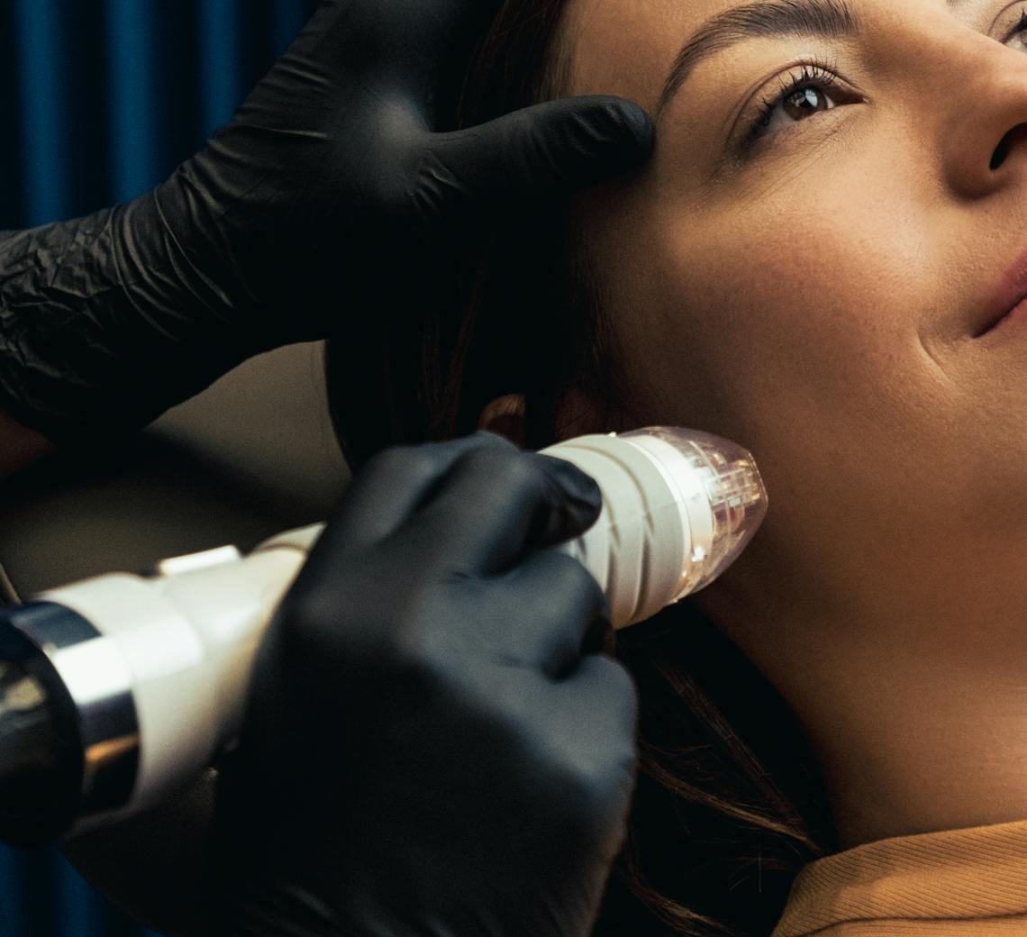 Médecin qui réalise sur une patiente une séance de Radiofréquence Microneedling chez Maison Yokō à Lyon.
