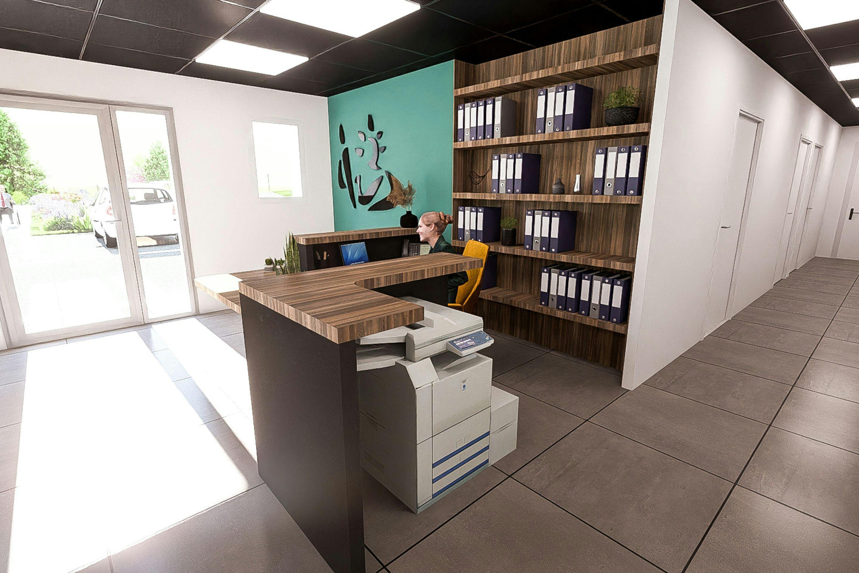 Accueil d'un bâtiment professionnel recevant du public