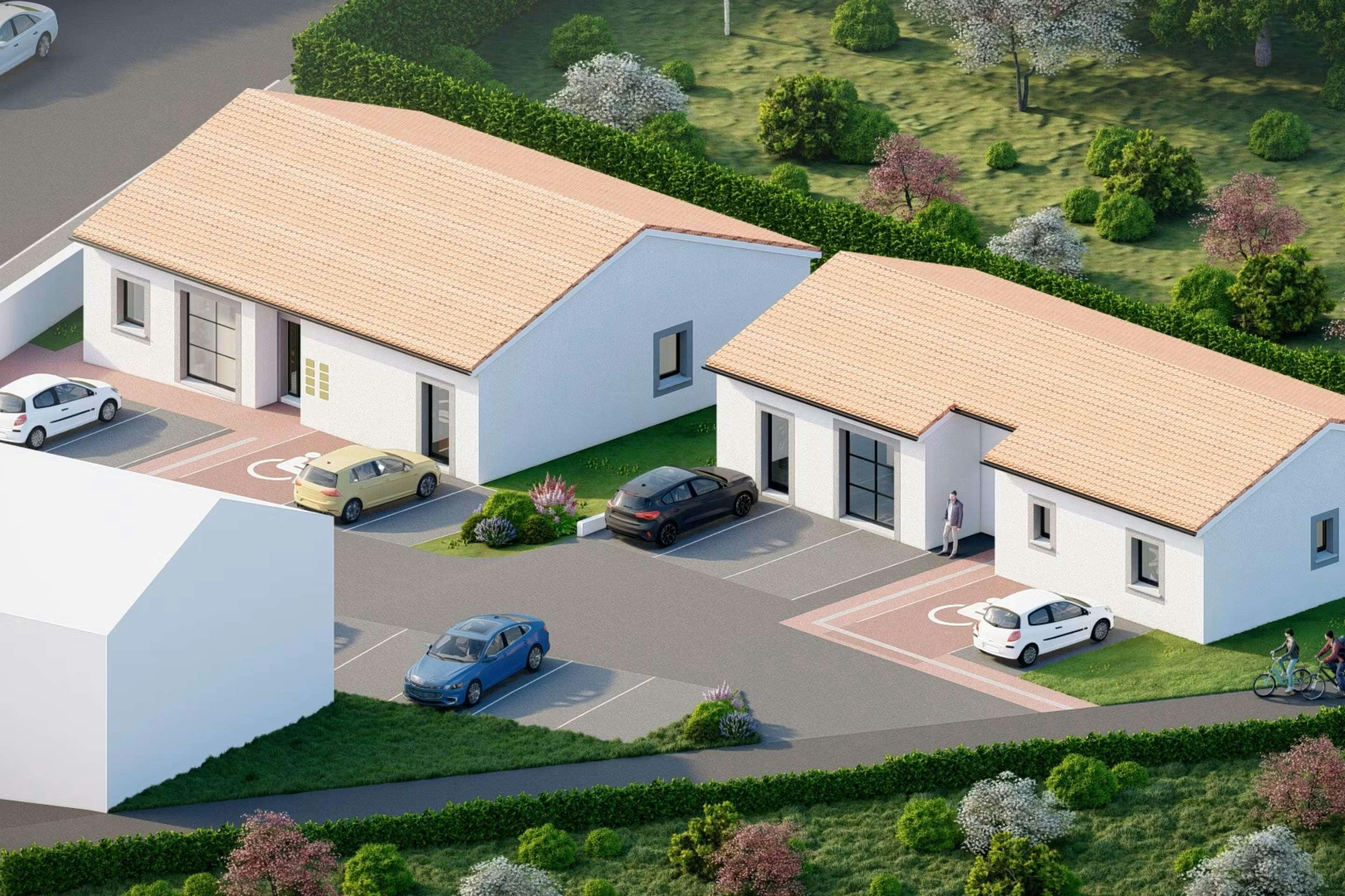 Locaux professionnels cabinet kiné et cabinet infirmier a Riom vue sur les deux bâtiments