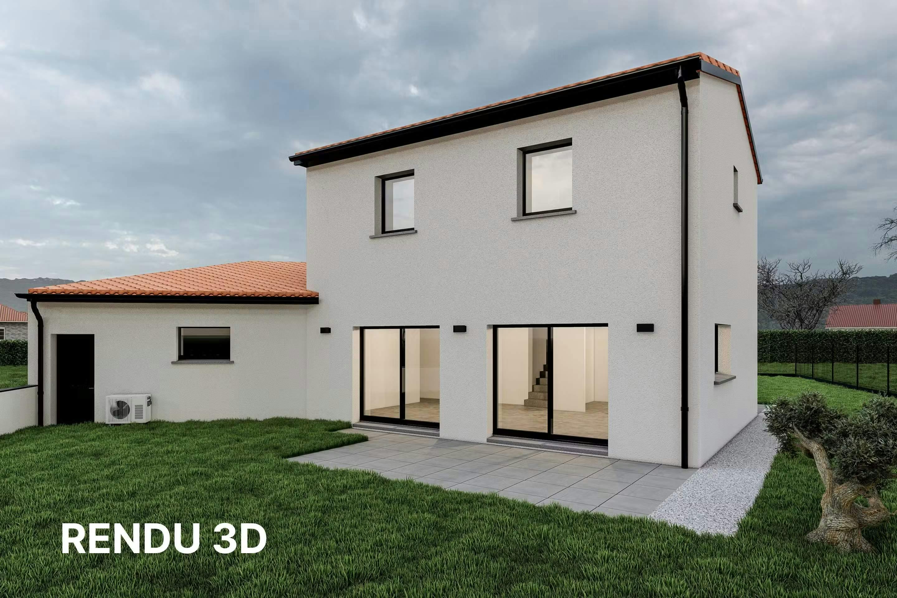 Rendu 3d d'une maison à étage conçu par maitrise et concept