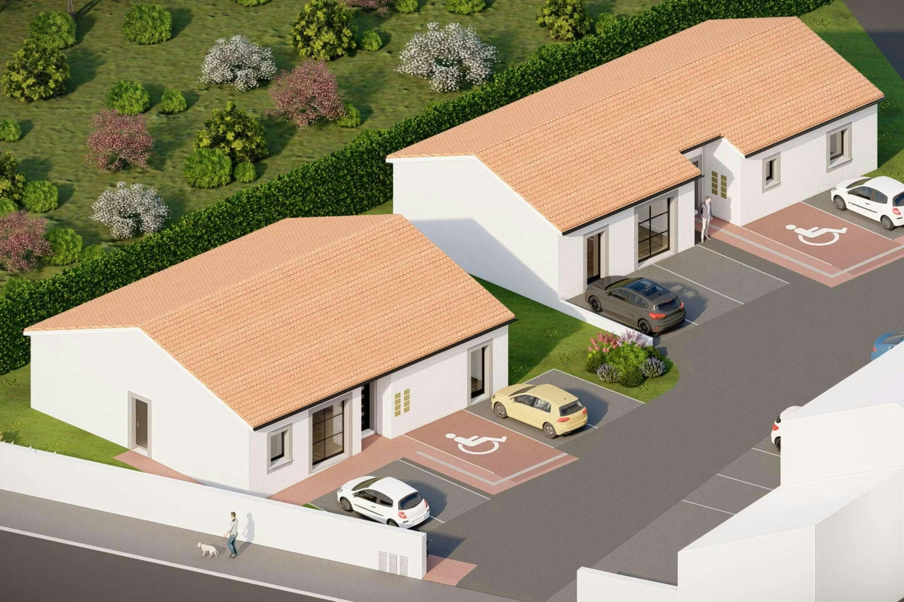 Locaux professionnels cabinet kiné et cabinet infirmier a Riom vue sur les deux bâtiments