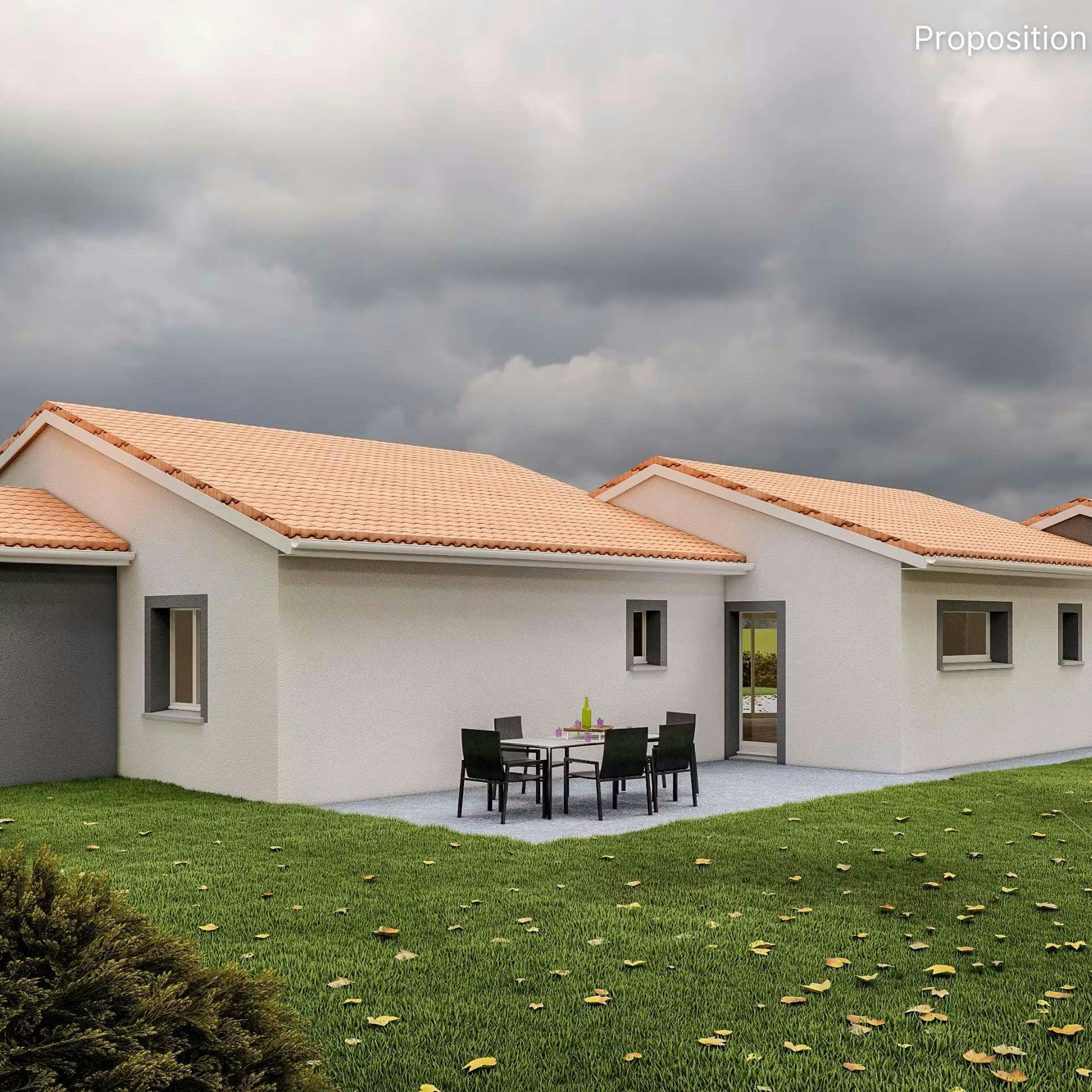 maison avec extension côté pièce de vie et garage