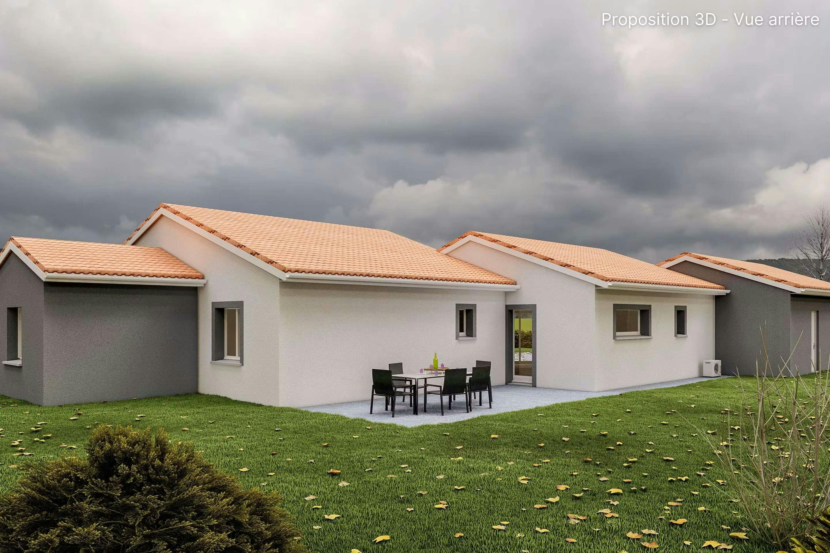 maison avec extension côté pièce de vie et garage
