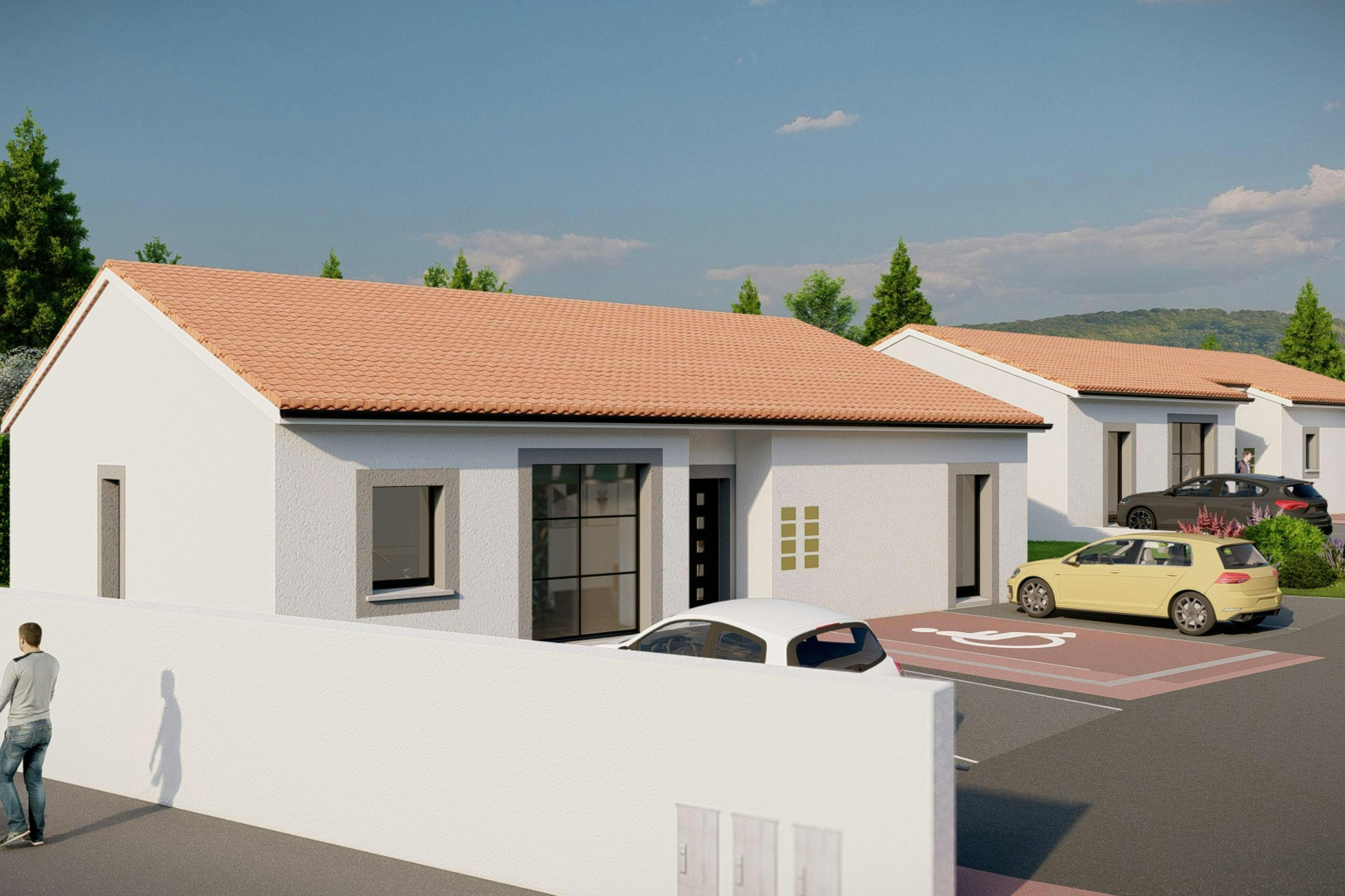 Locaux professionnels cabinet kiné et cabinet infirmier a Riom vue sur les deux bâtiments de la rue