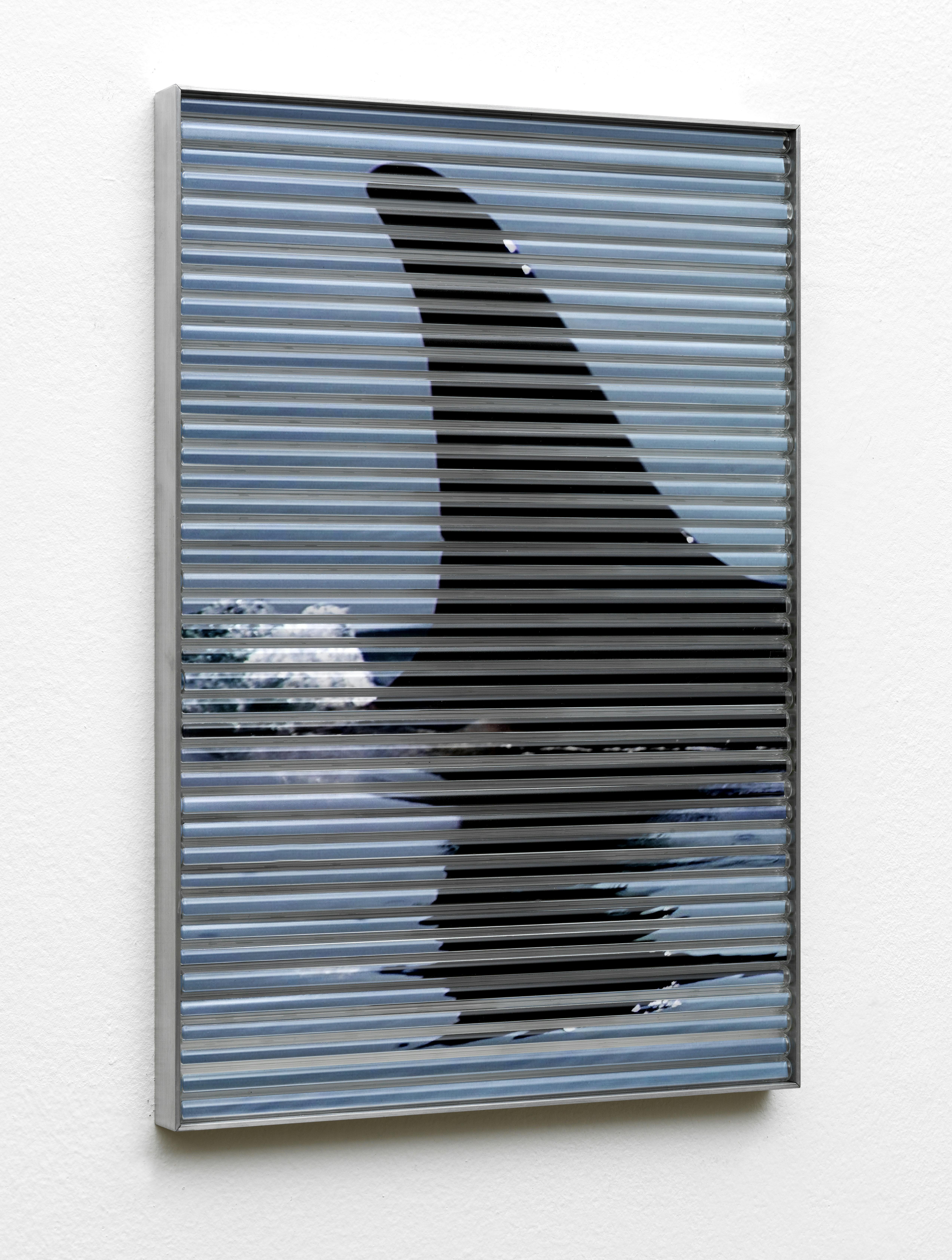 Harbour, 2022, c-type print, reusable glass straws, wood, aluminium, 34.3 × 23.6 cm