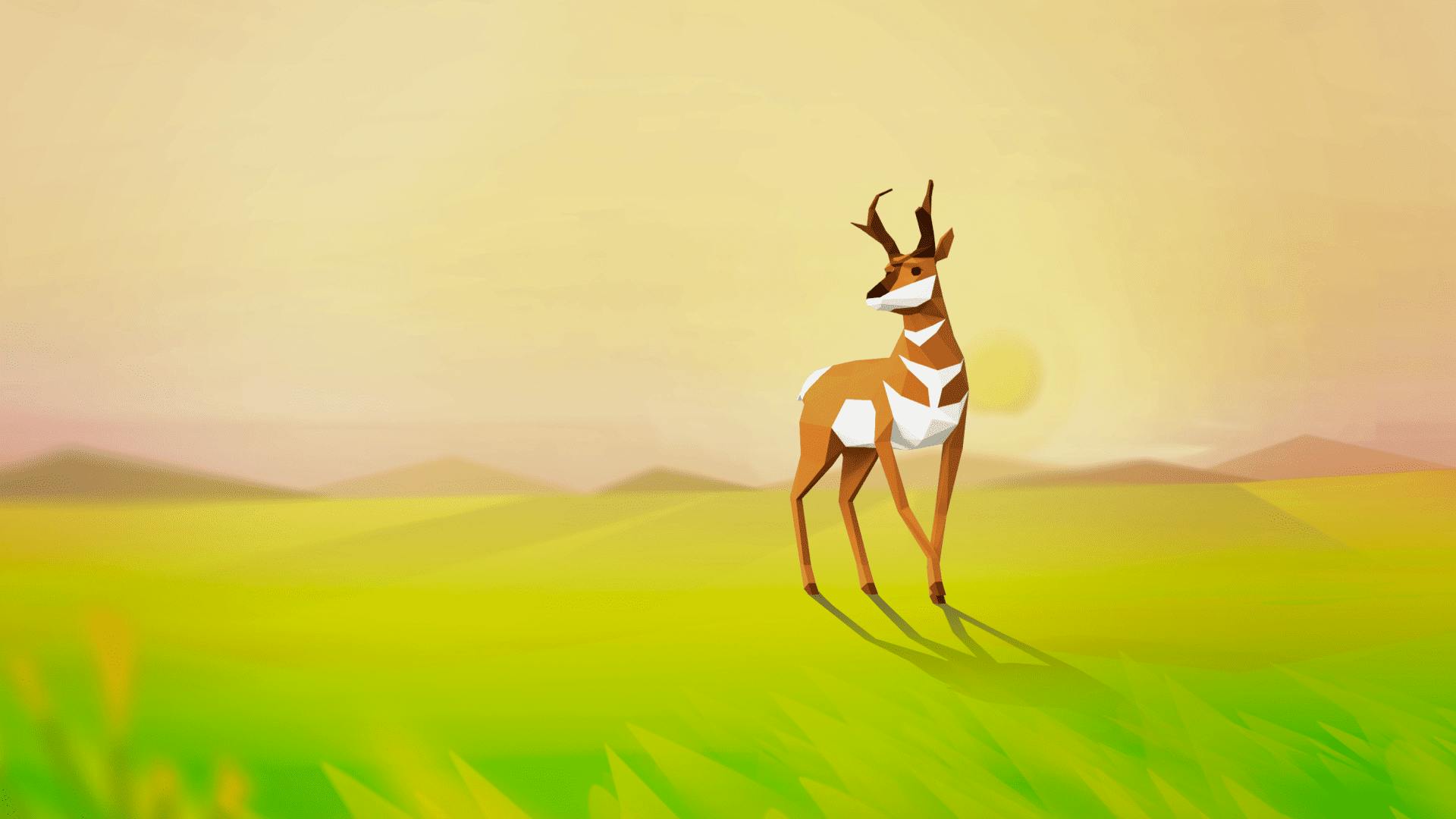 A deer illustration on a prairie.