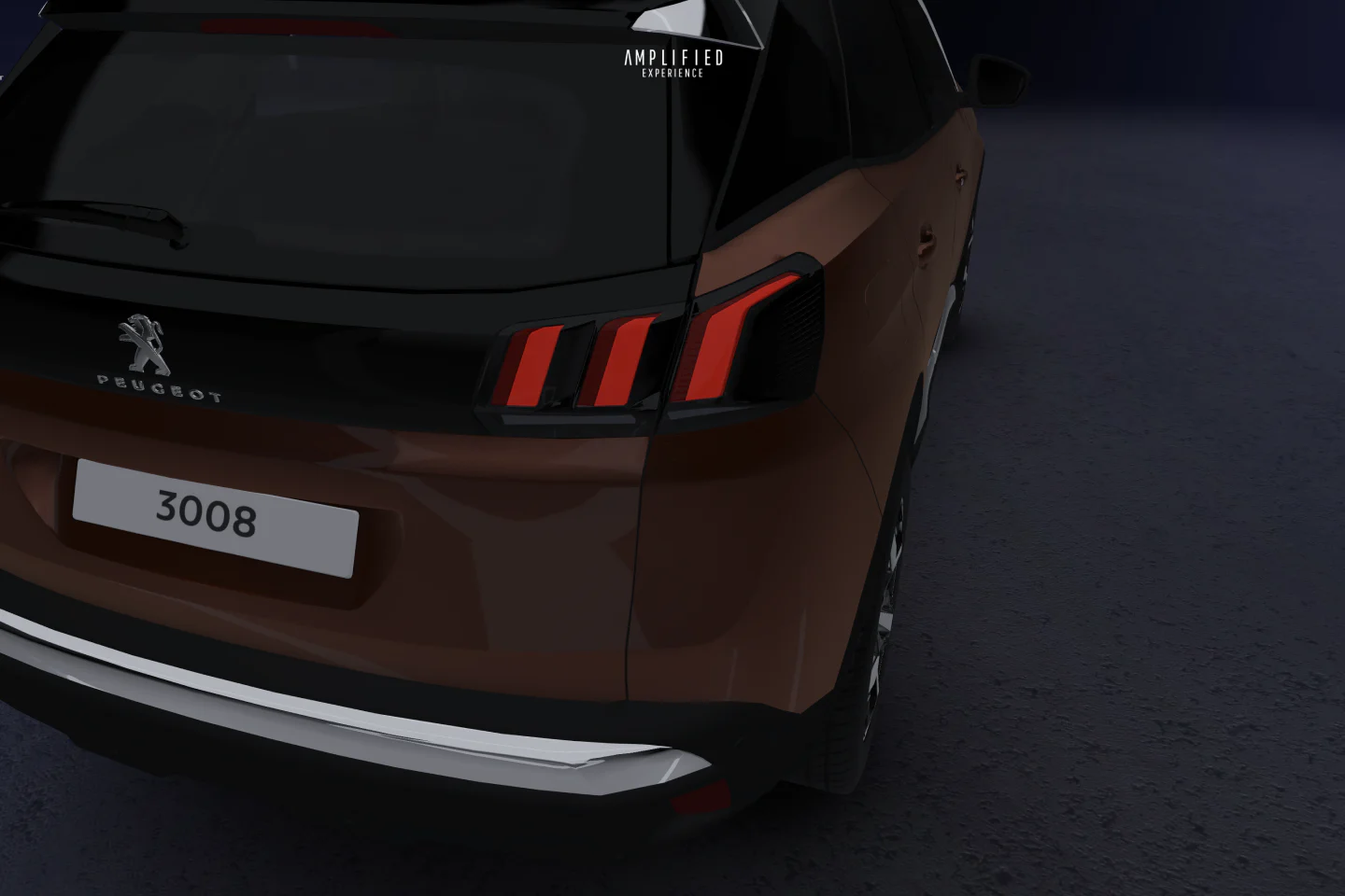 Zoom at the back of an orange Peugeot 3008