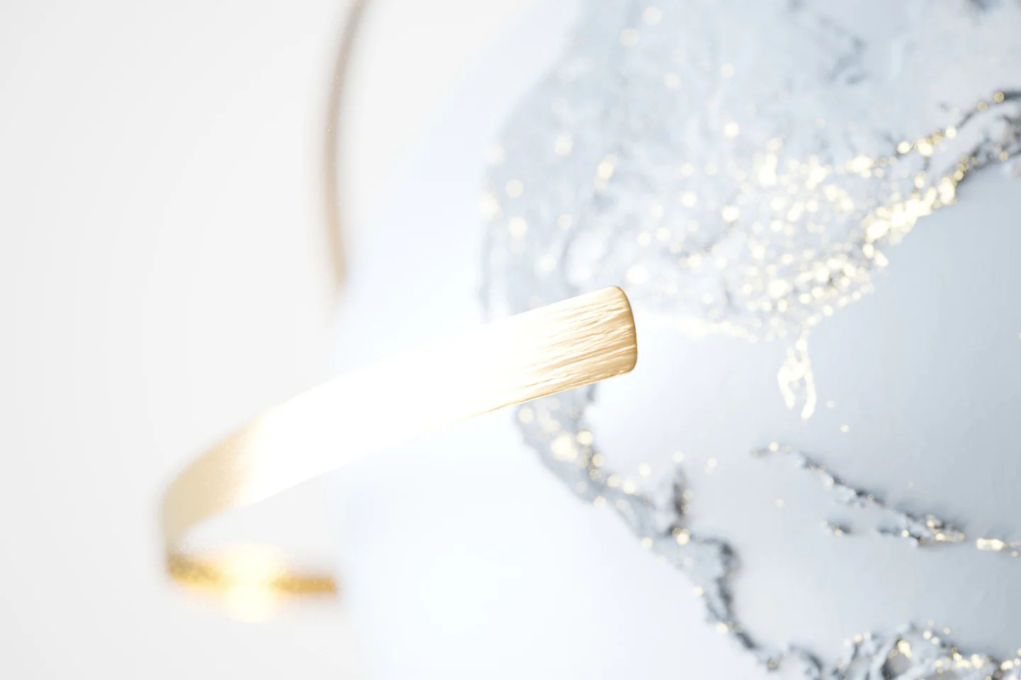 Close up view of the planet centered on the central america / USA, where the big cities are highlighted by golden sparkles. Golden rings surround the planet.