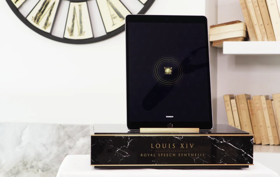 Tablet on a marble table