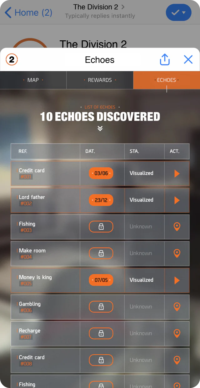 Gif of an interface detail : echos