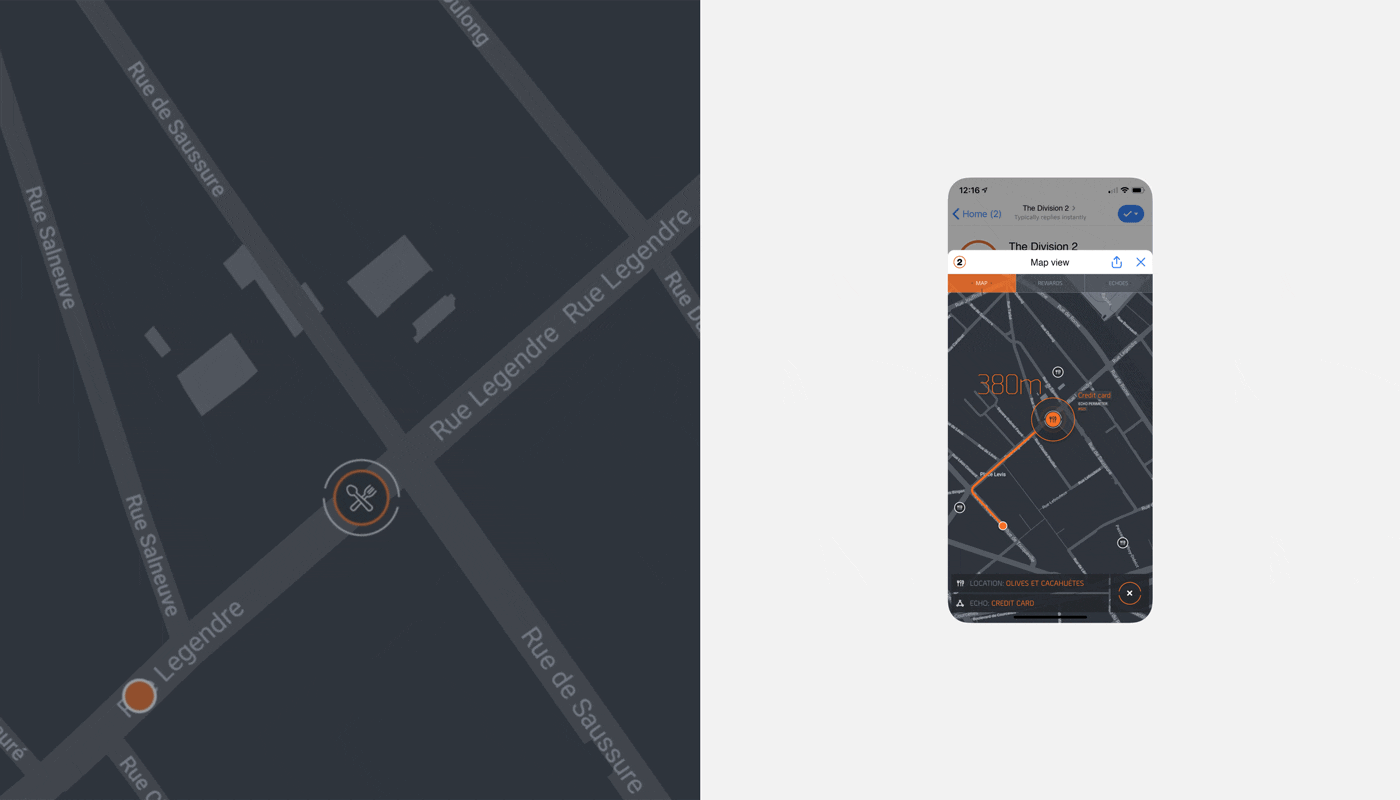 Gif of an interface detail : map