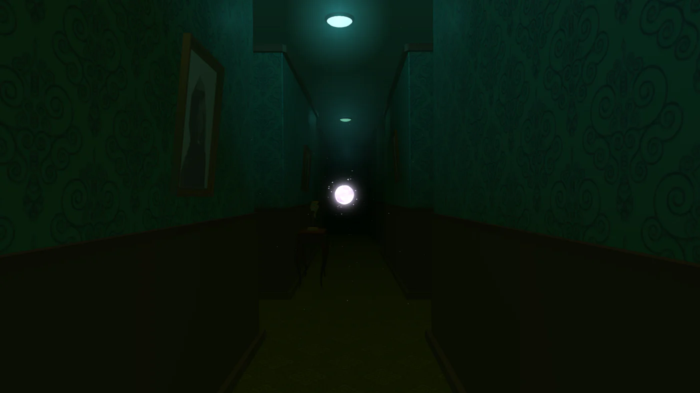 Bulb of light inside a dark corridor.