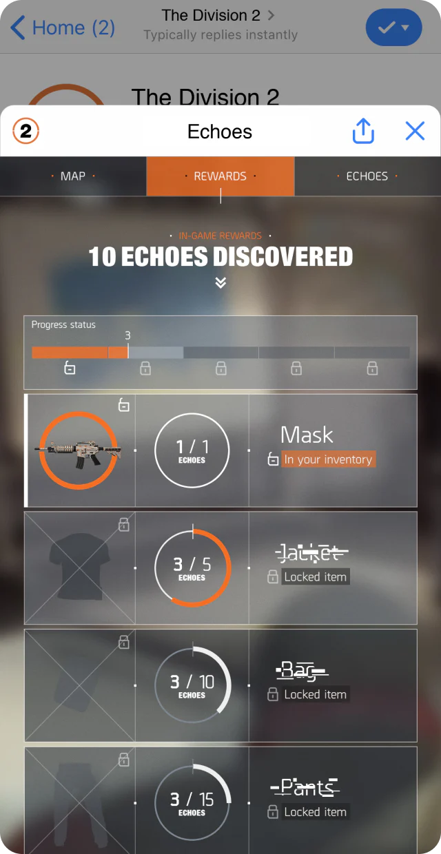 Gif of an interface detail : rewards