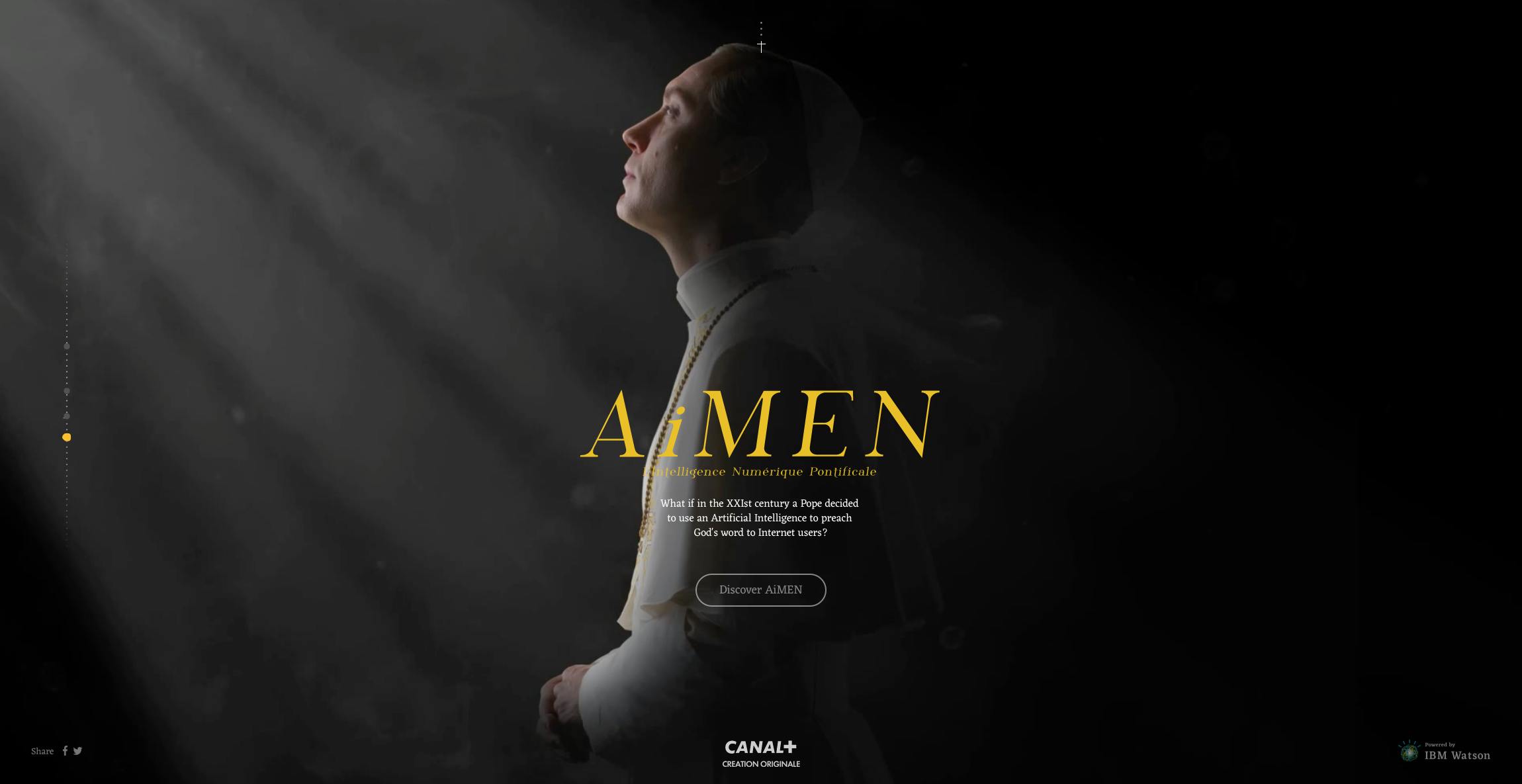 Screenshot of the promotional website AiMEN for the mini-series The Young Pope
