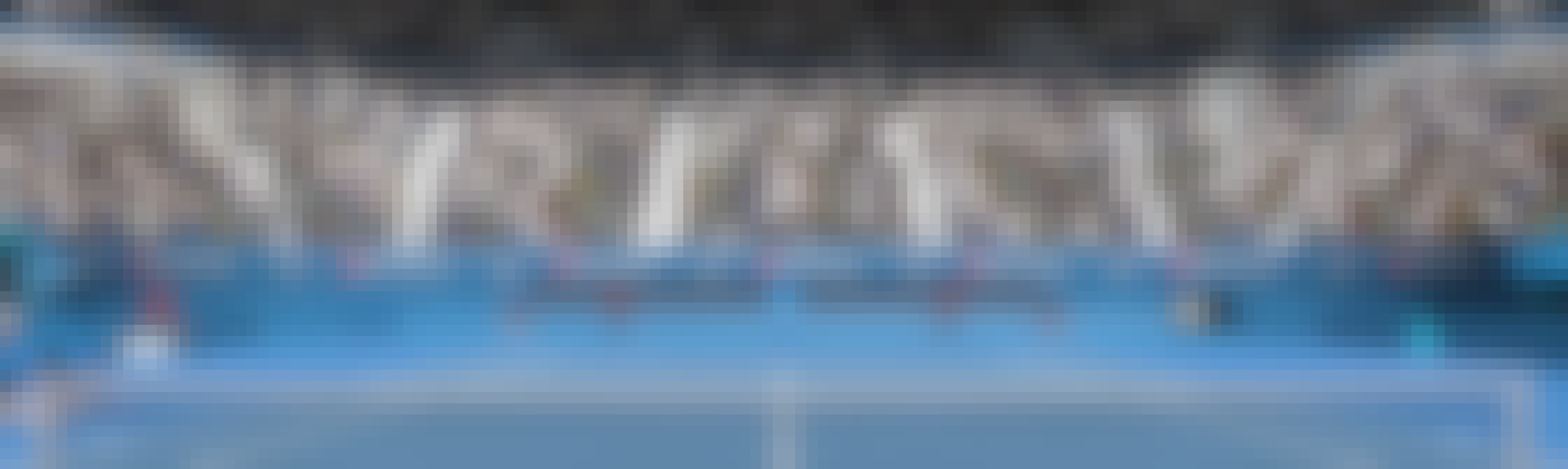 View of a digital tennis court, displaying on the interactive screen.