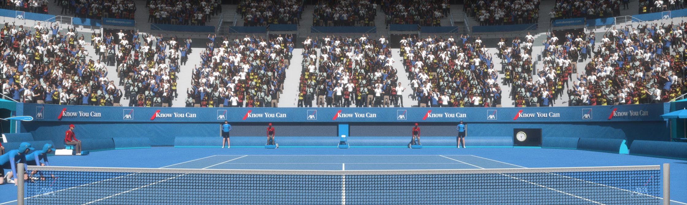 View of a digital tennis court, displaying on the interactive screen.