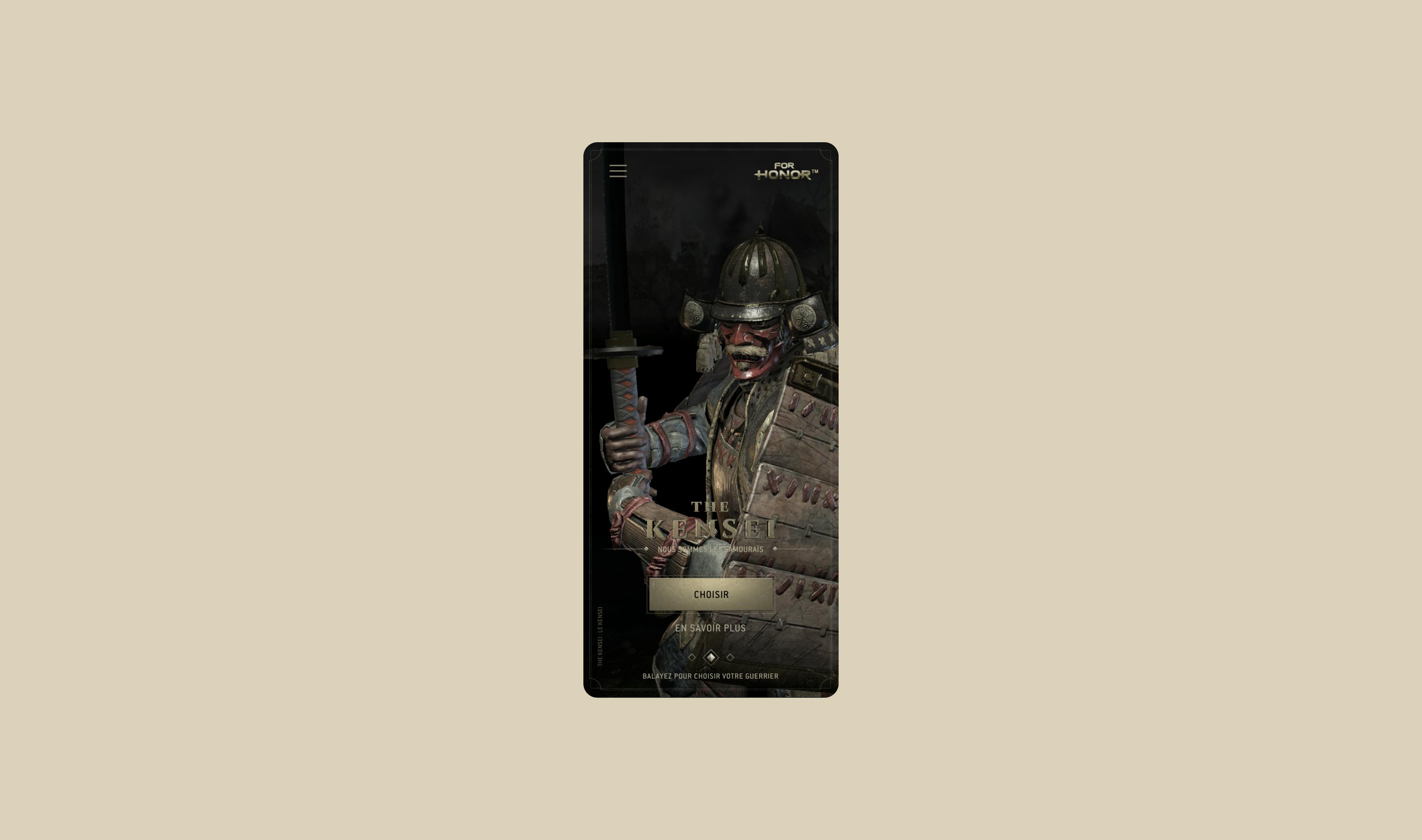 Extract of the mobile website : ancient Samouraï