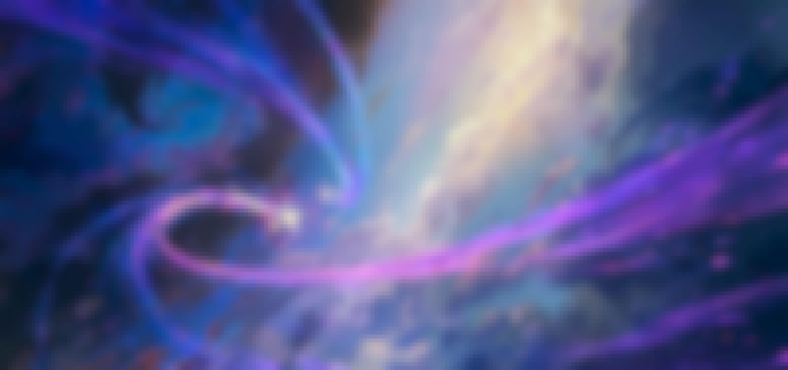 Illustration of Valoran sky, we see the star guardian magical trails across the clouds.