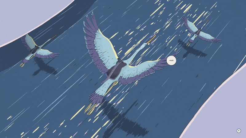Extract of the project : gigantic birds flying over the sea