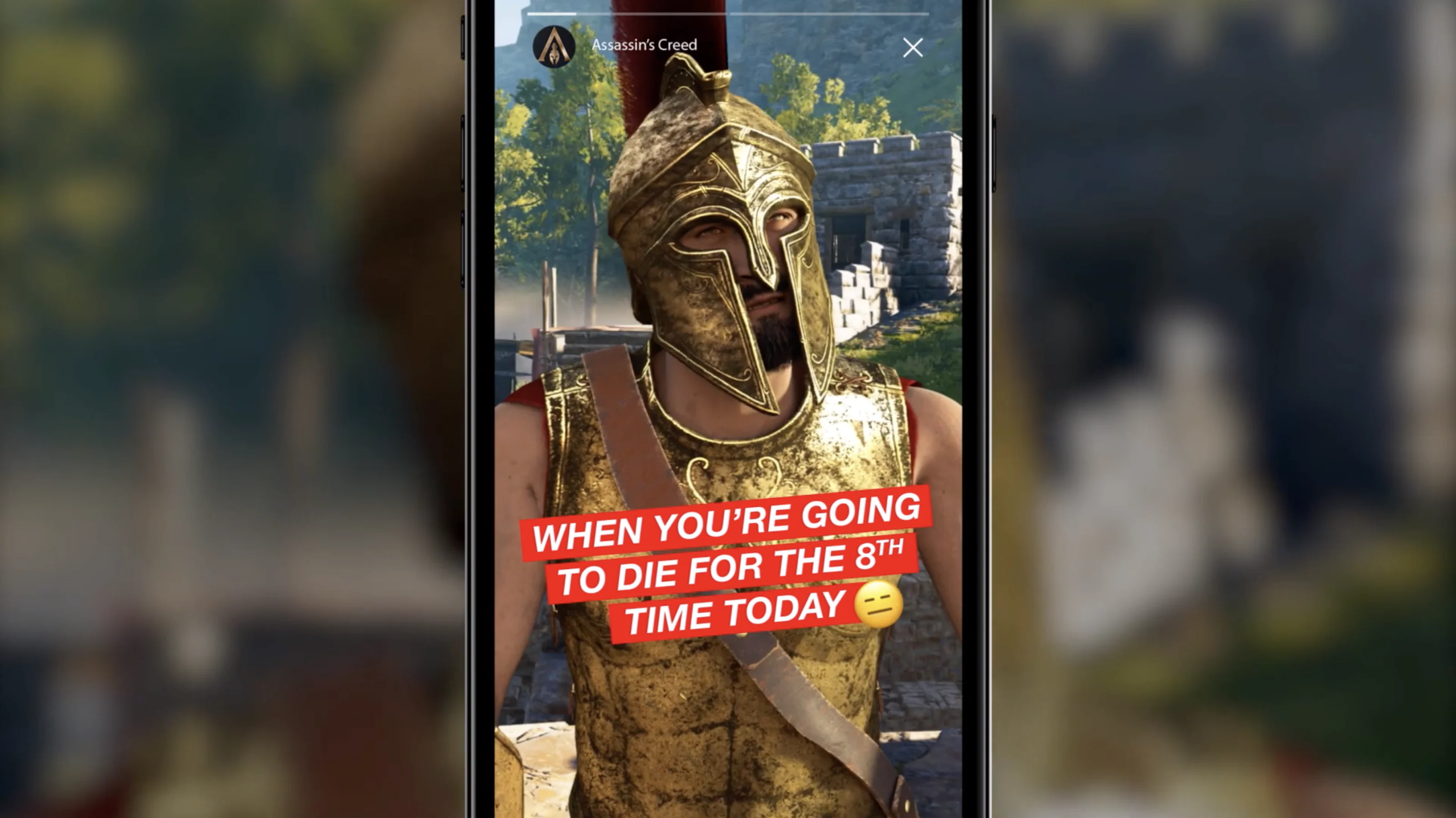 Snapchat story of a soldier "When you're going to die for the 8th time today"
